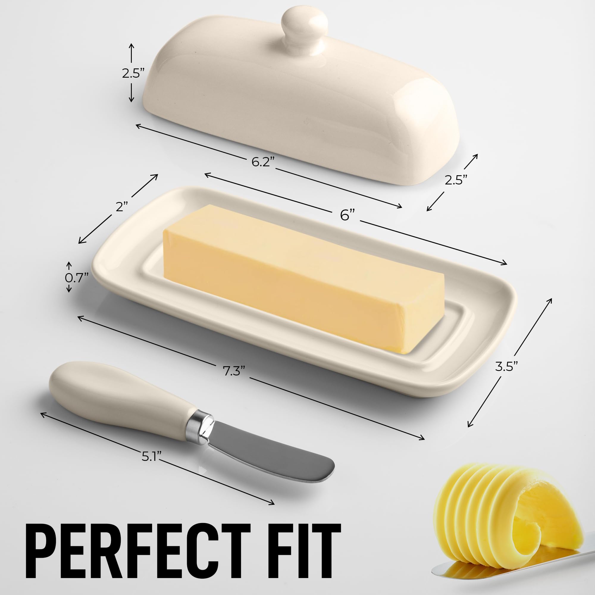 Zulay Butter Dish on countertop adds elegant, practical kitchen detail