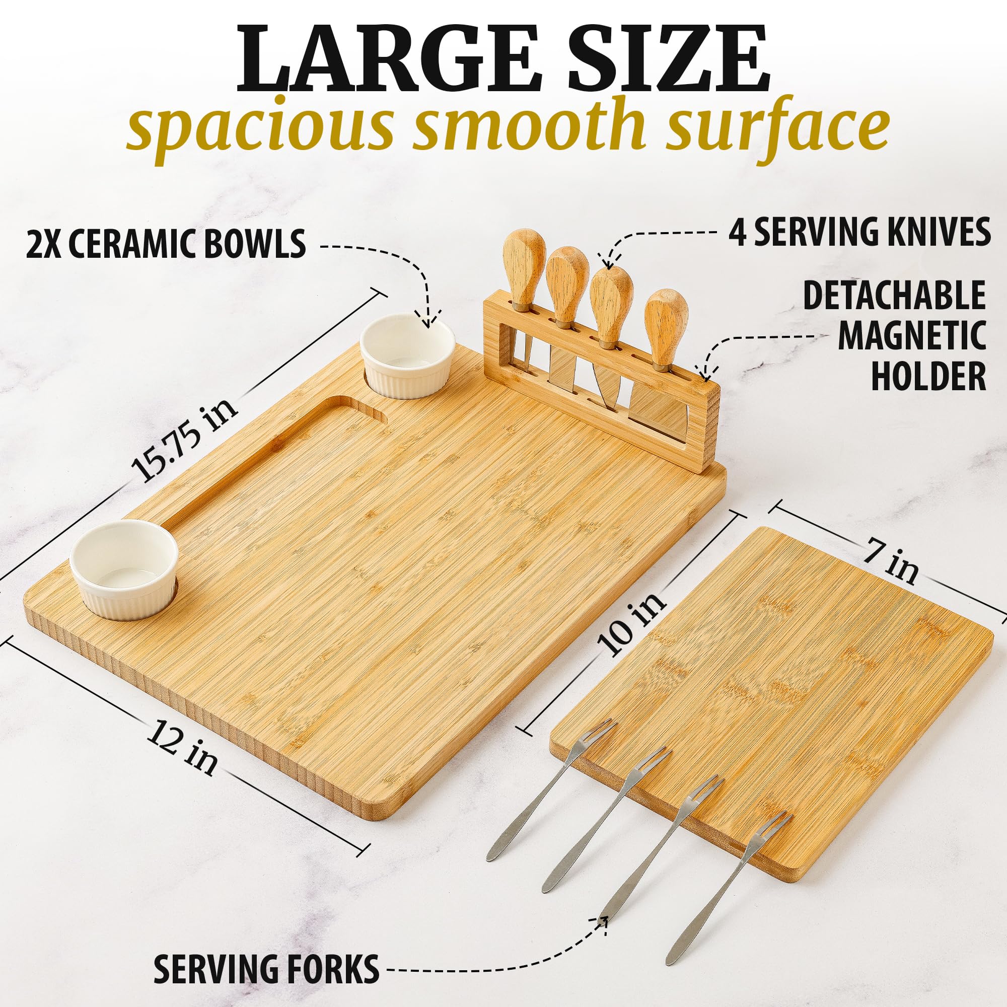 Zulay Charcuterie Board Large bamboo close-up with smooth finish and durable texture.