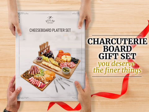Zulay Cheese Knife Set complements the board for tasty cheese pairings.