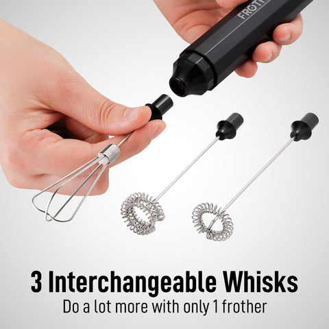 Zulay Froth N Go attachments demonstrate 3-in-1 versatility for foaming, whipping, and mixing