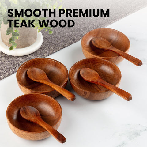 Zulay Kitchen 8-piece teak set presented on a serving board for elegant table display.