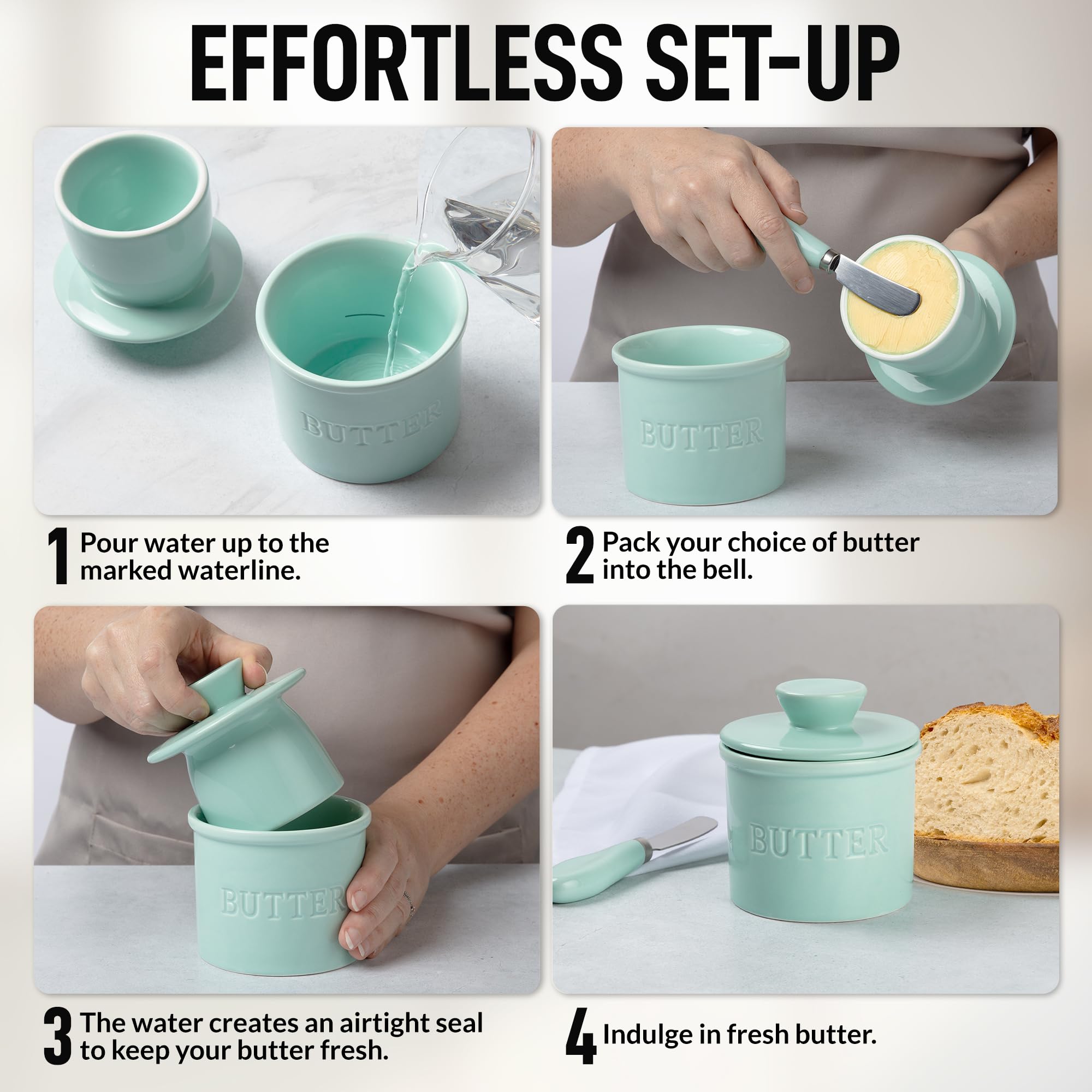 Zulay Kitchen airtight water-base seal keeps butter fresh.