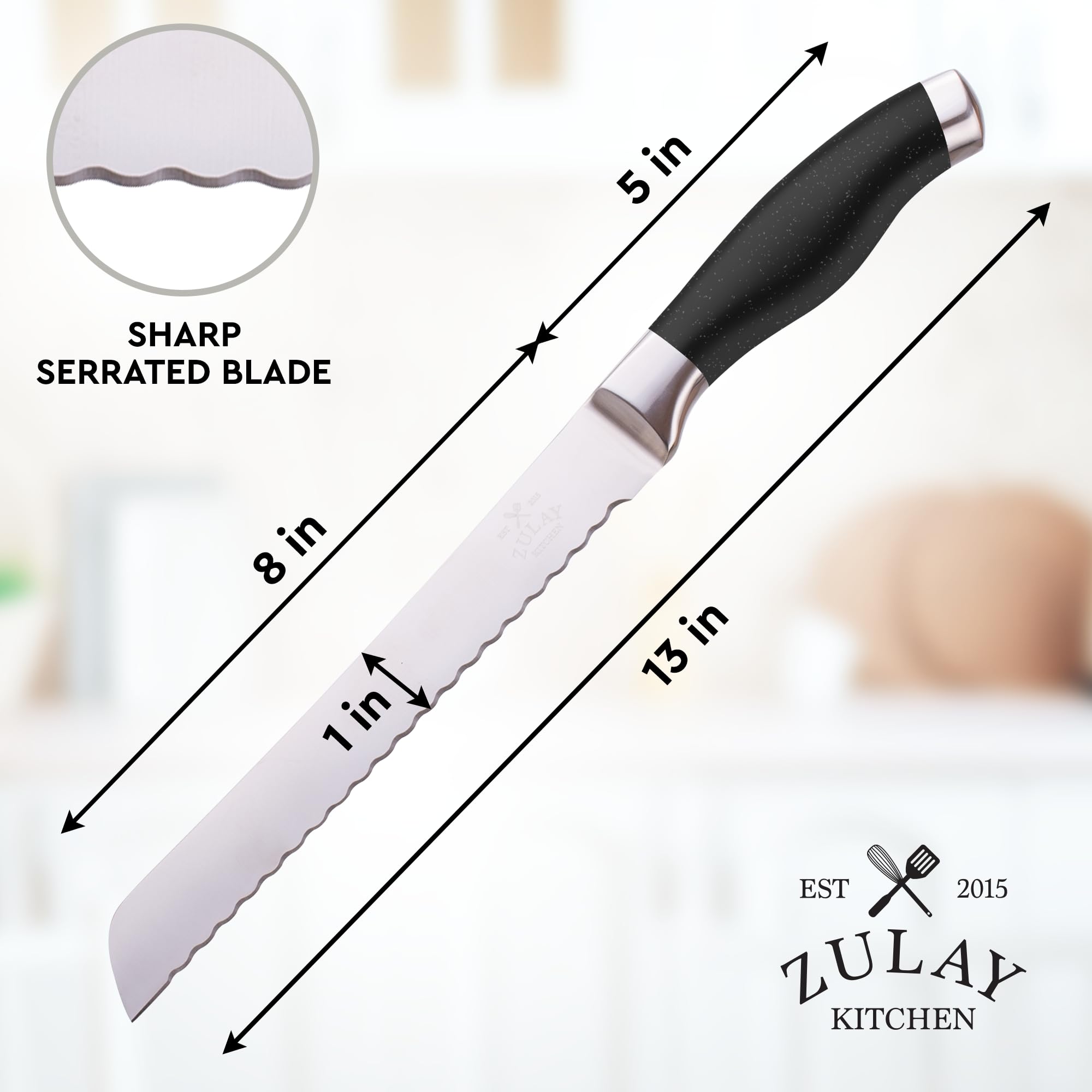 Zulay Kitchen ambidextrous handle design enhances comfort and control.