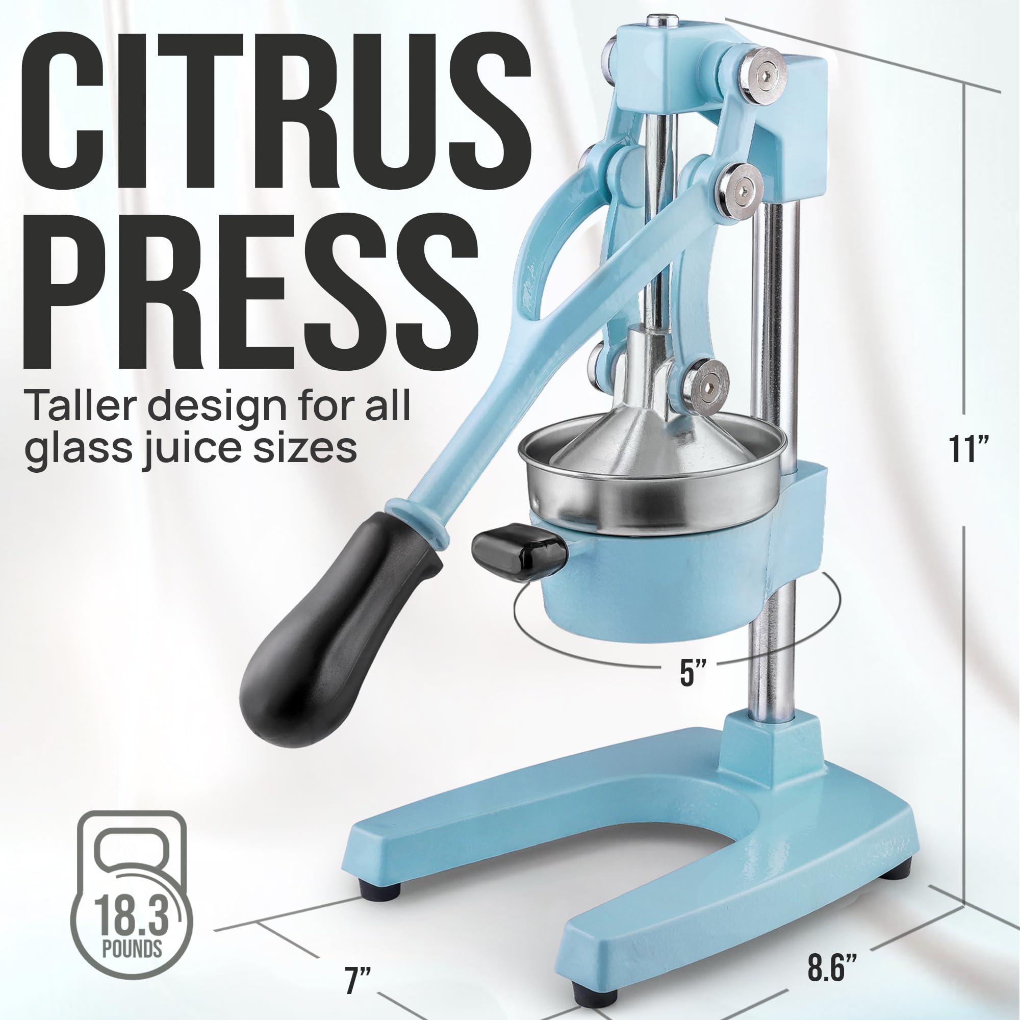 Zulay Kitchen blue citrus squeezer in action for everyday recipes