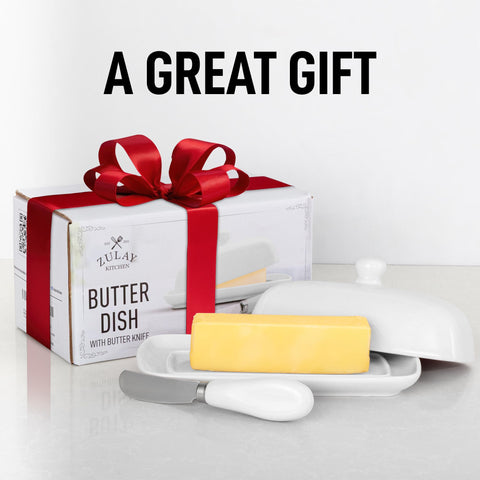 Zulay Kitchen butter dish is dishwasher-safe for quick cleaning.