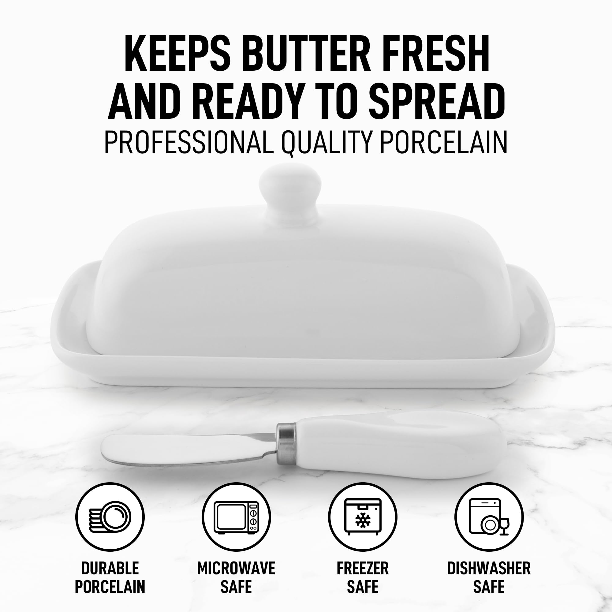 Zulay Kitchen butter dish lid knob close-up for secure lifting.
