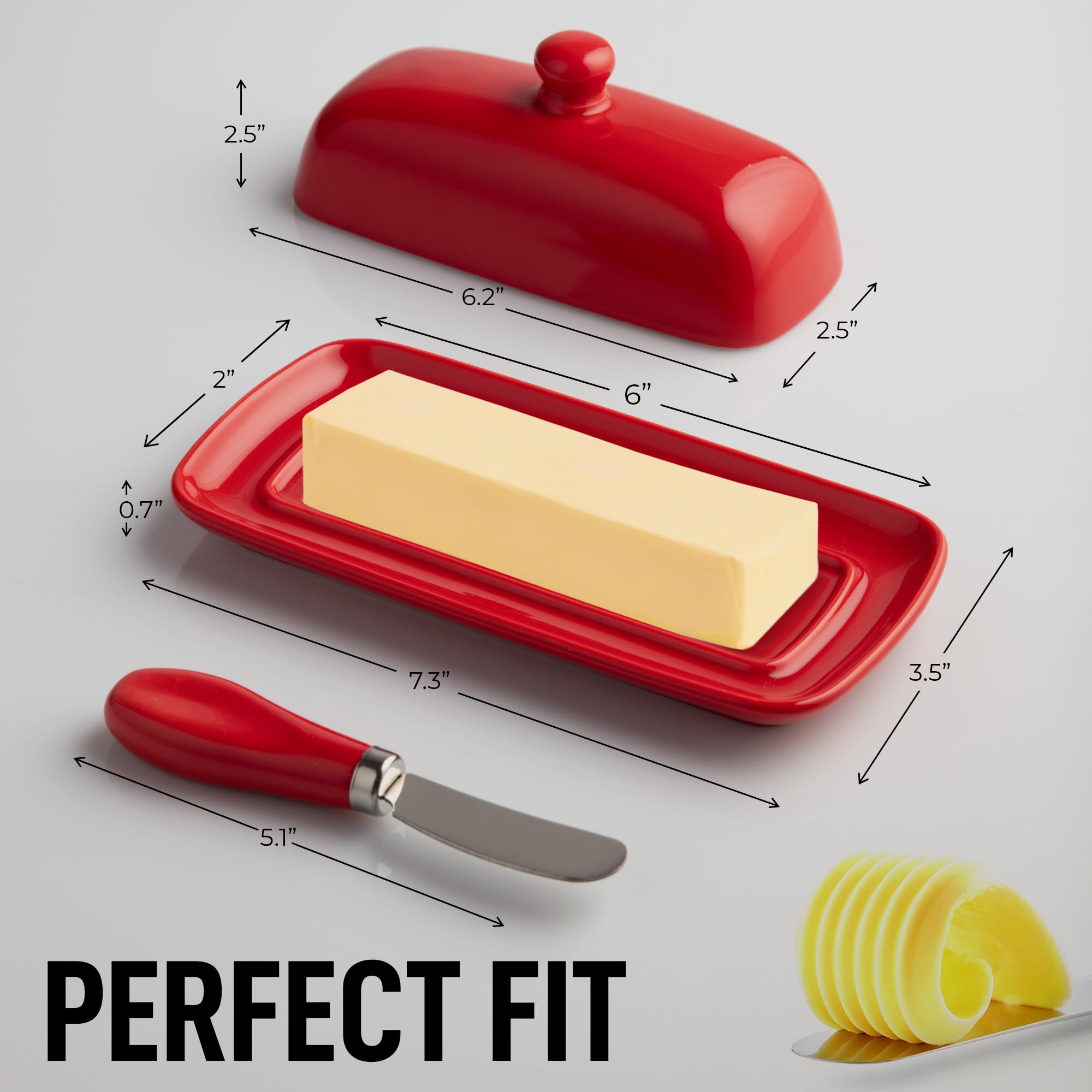 Zulay Kitchen butter dish on countertop with stylish design for upgraded table presentation.