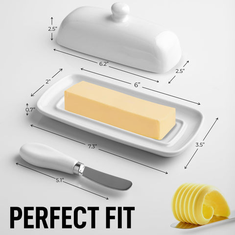 Zulay Kitchen porcelain butter dish close-up showing durable material.