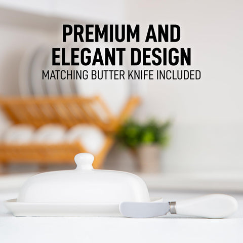 Zulay Kitchen butter dish size fits standard cream cheese or margarine.