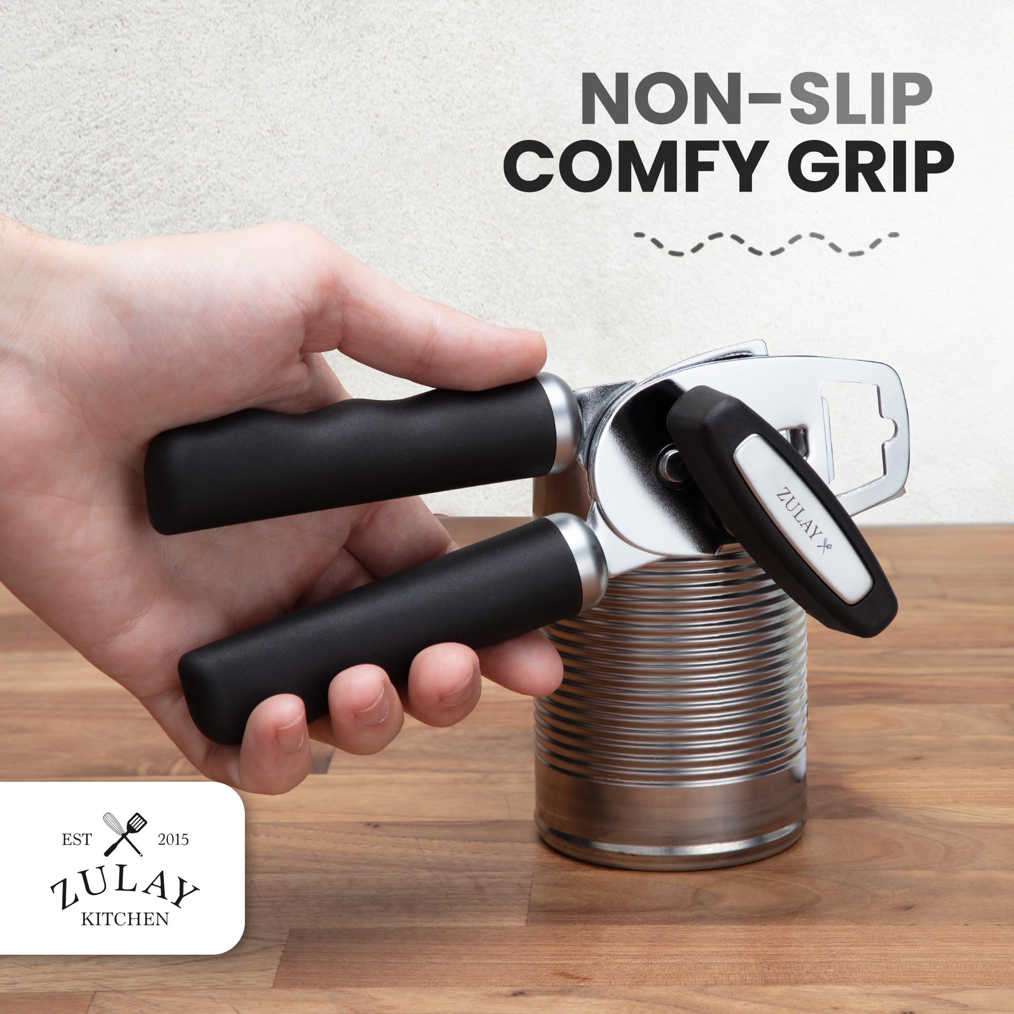 Zulay Kitchen in action opening a can with ease