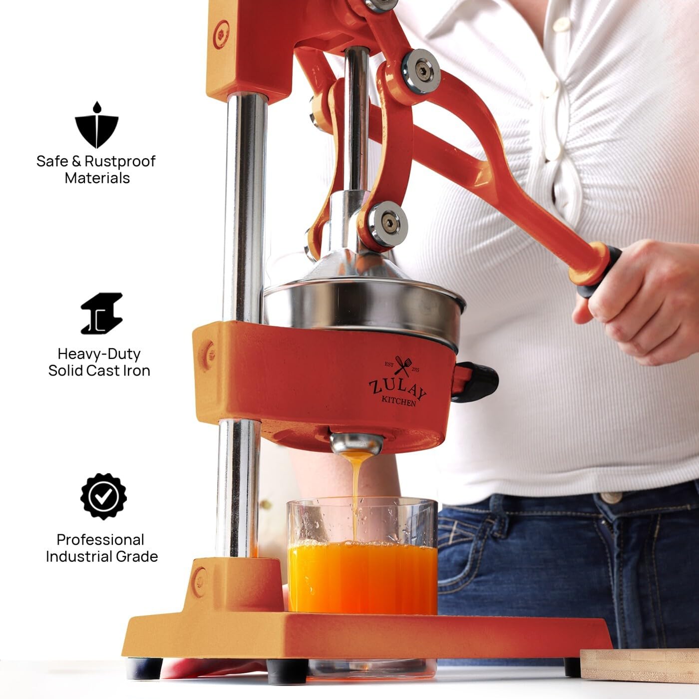 Zulay Kitchen cast iron juicer detachable parts for quick cleanup