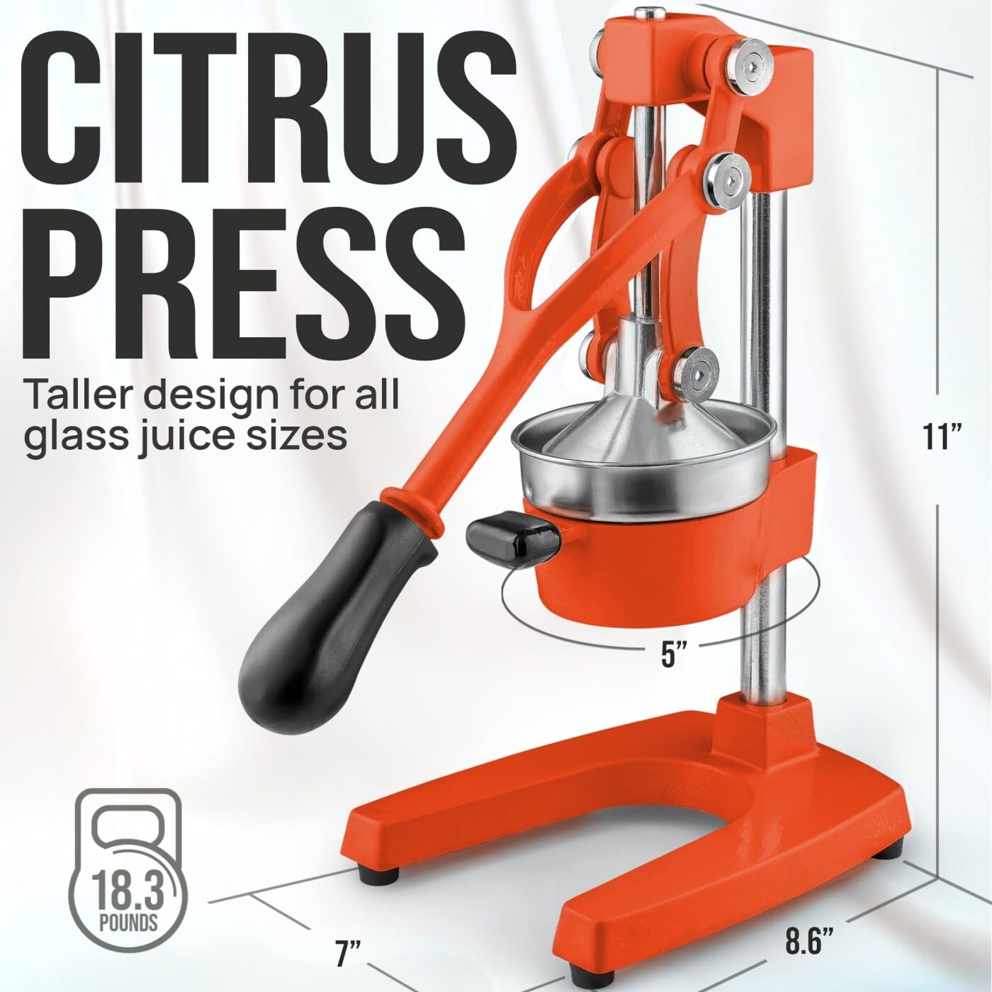 Zulay Kitchen cast iron juicer dishwasher-safe parts simplify cleanup