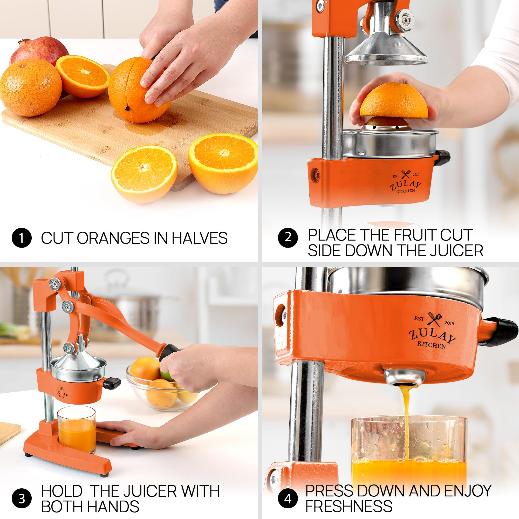Zulay Kitchen cast iron juicer heavy-duty construction for frequent use