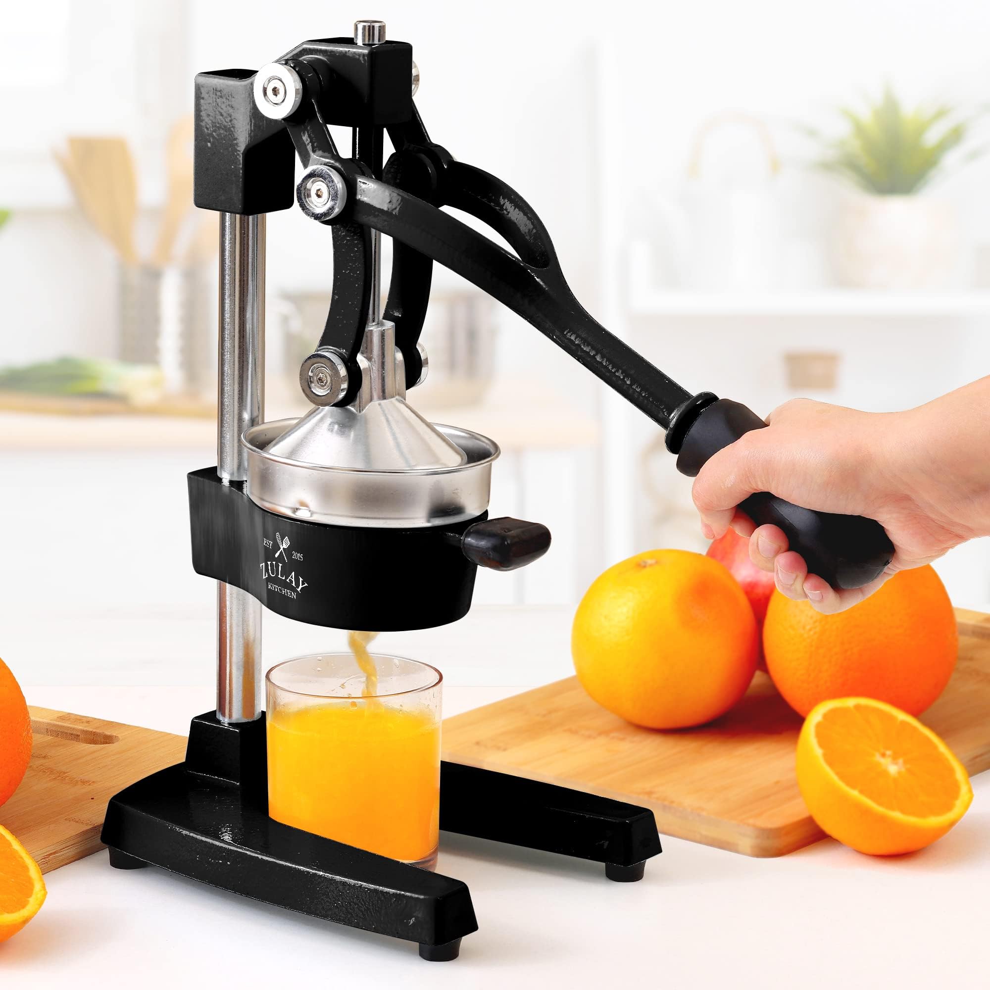 Zulay Kitchen Cast Iron Juicer ideal for home bars and kitchens.