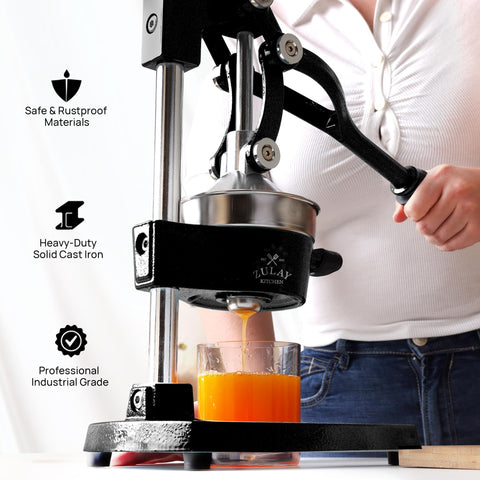 Zulay Kitchen Cast Iron Juicer pomegranate press for seeds-free juice.