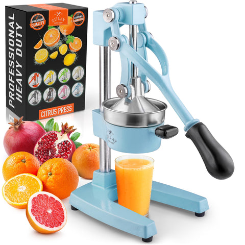 Zulay Kitchen cast-iron orange juice squeezer bowl yields more juice with minimal pulp