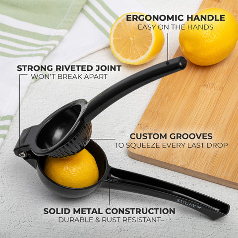 Zulay Kitchen citrus-juicer-in-action delivering fresh juice quickly.