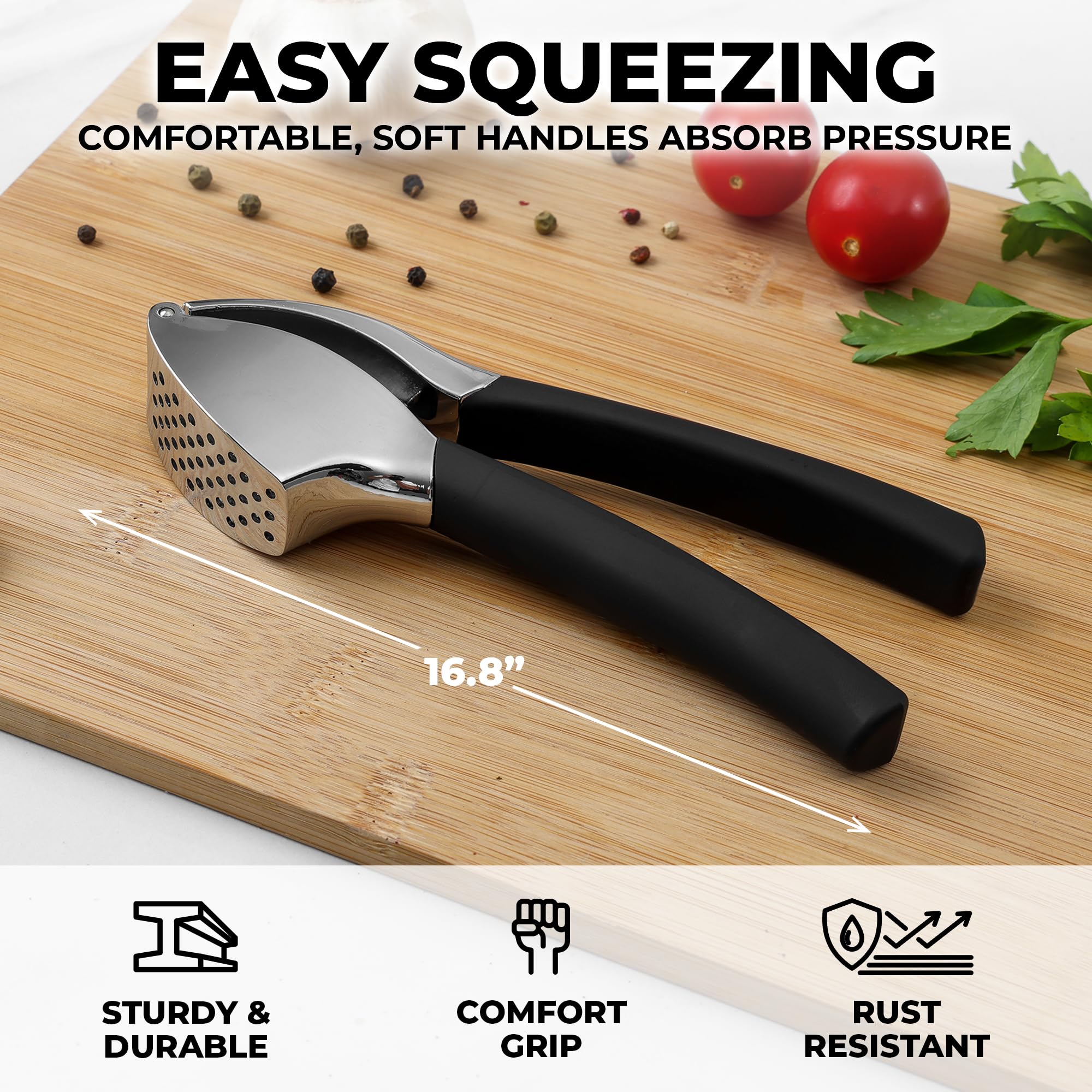 Built-in studs extract more paste in seconds for quick, easy prep.