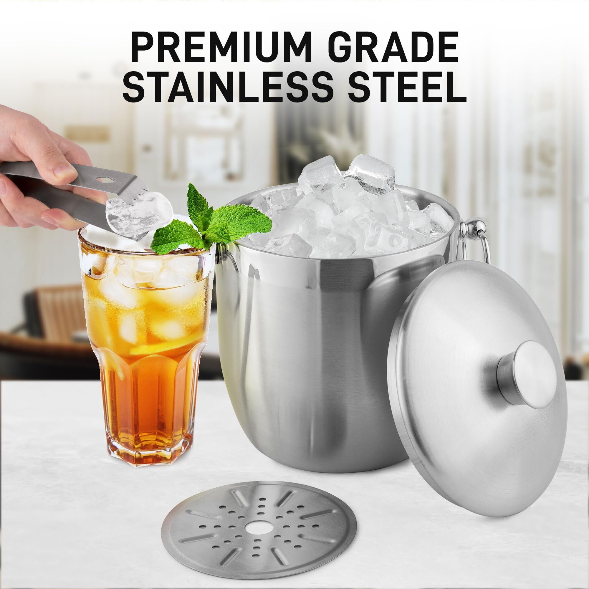 Zulay Kitchen compact space-saving ice bucket for home bars and picnics