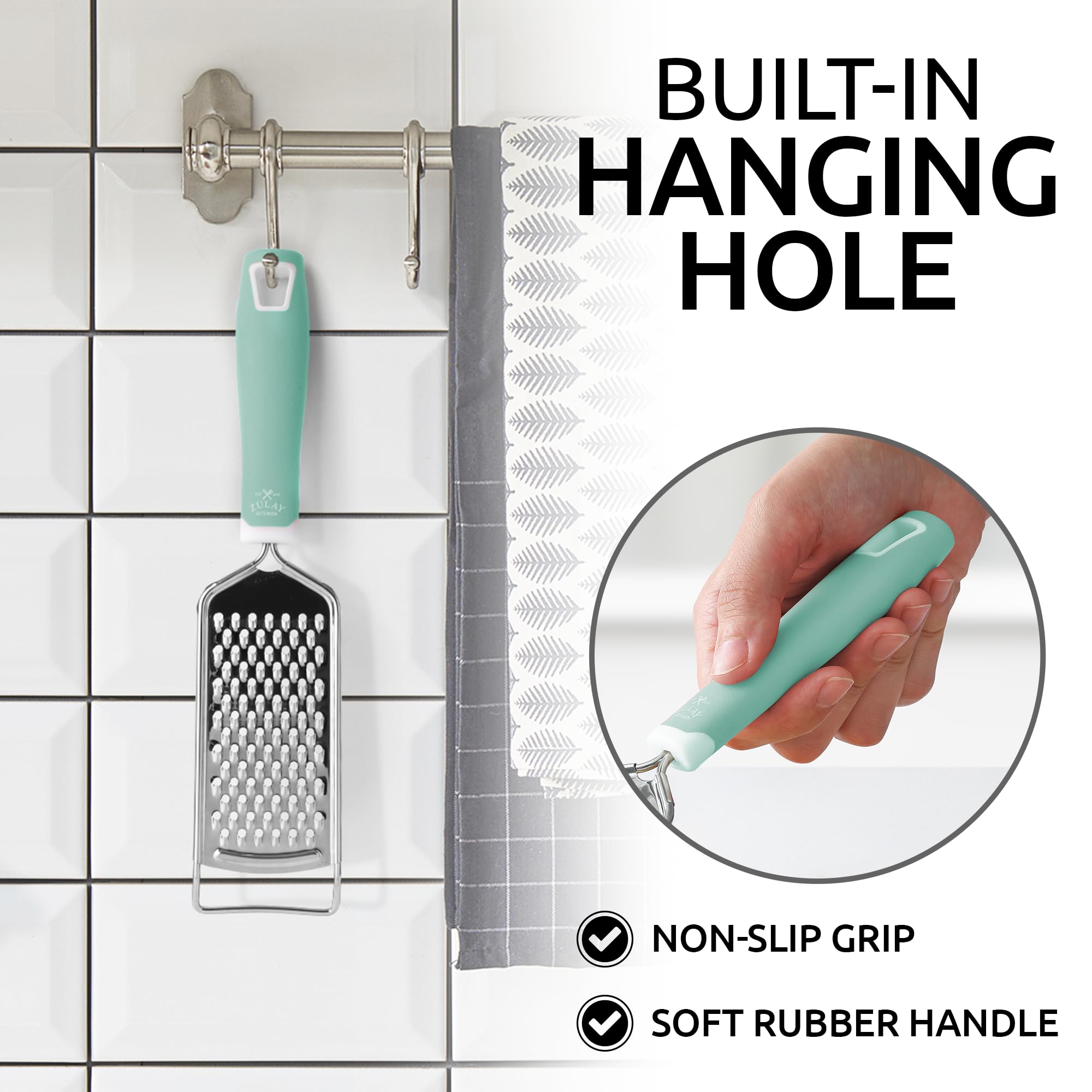 Zulay Kitchen compact flat grater designed for simple storage in small kitchens.