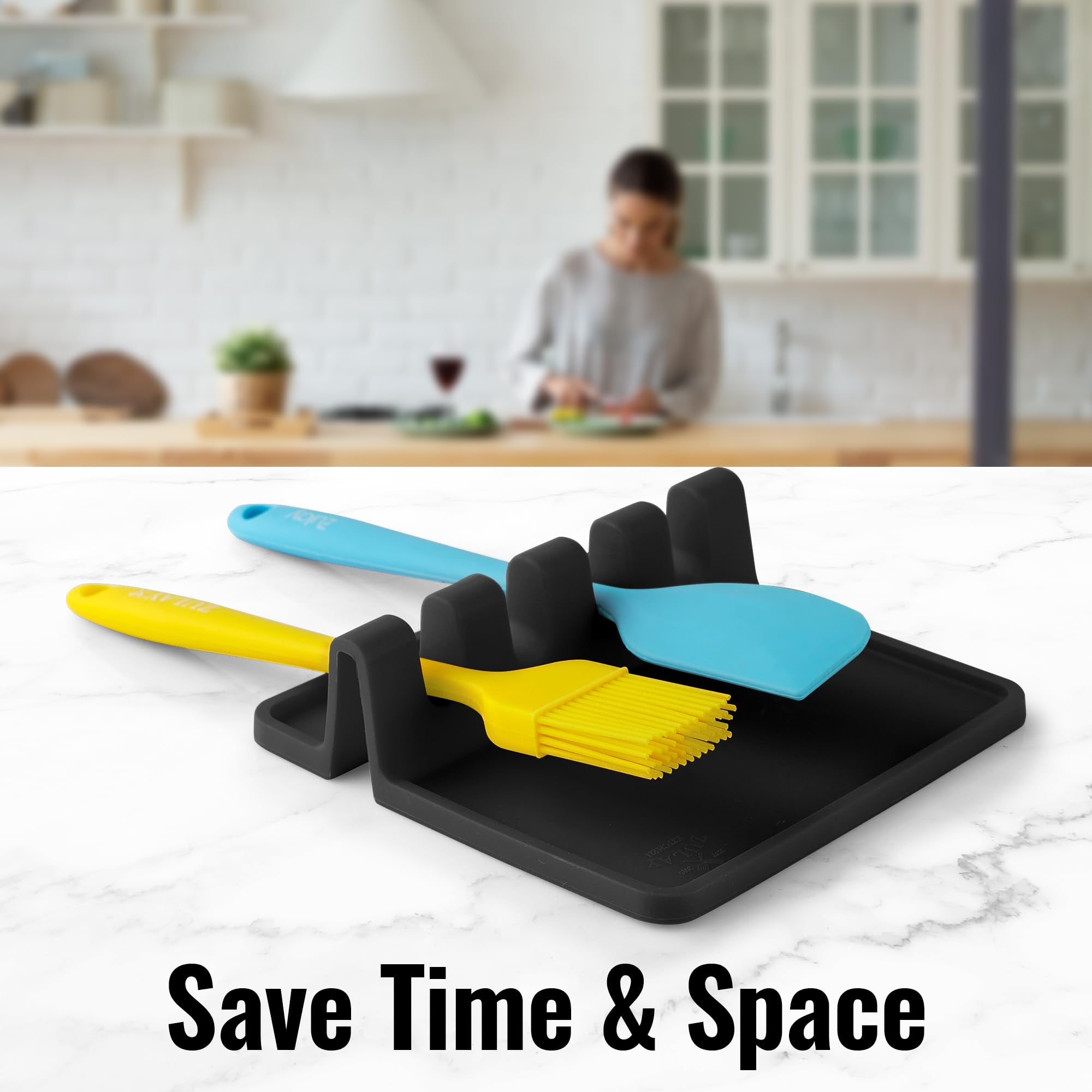 Zulay Kitchen compact countertop organizer keeps utensils nearby.