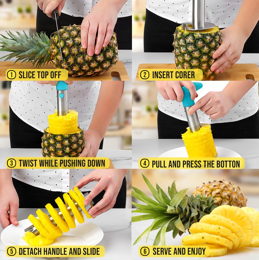 Zulay Kitchen detachable handle pineapple slicer with quick ring release