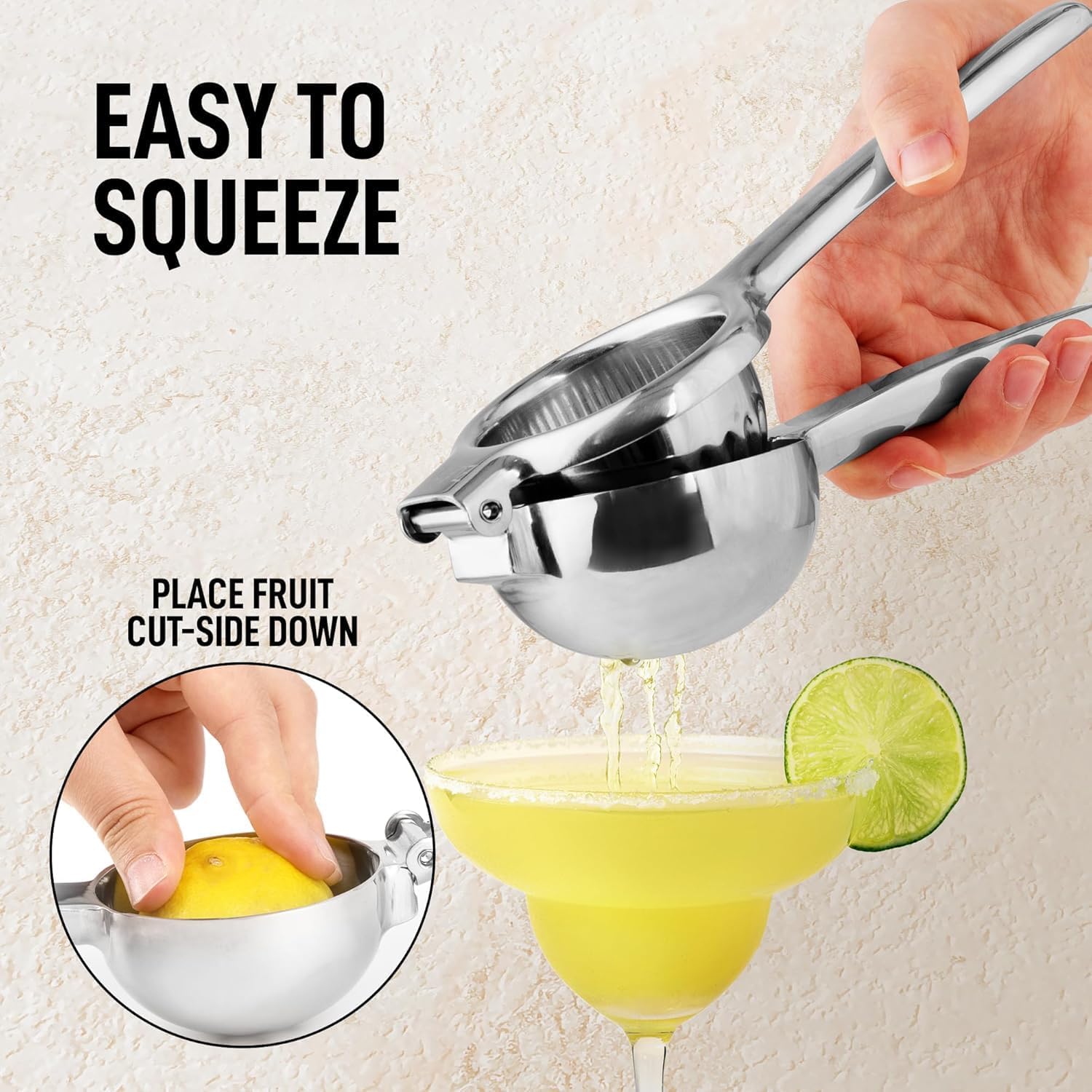 Zulay Kitchen dishwasher-safe citrus-press cleans quickly after juice spills.