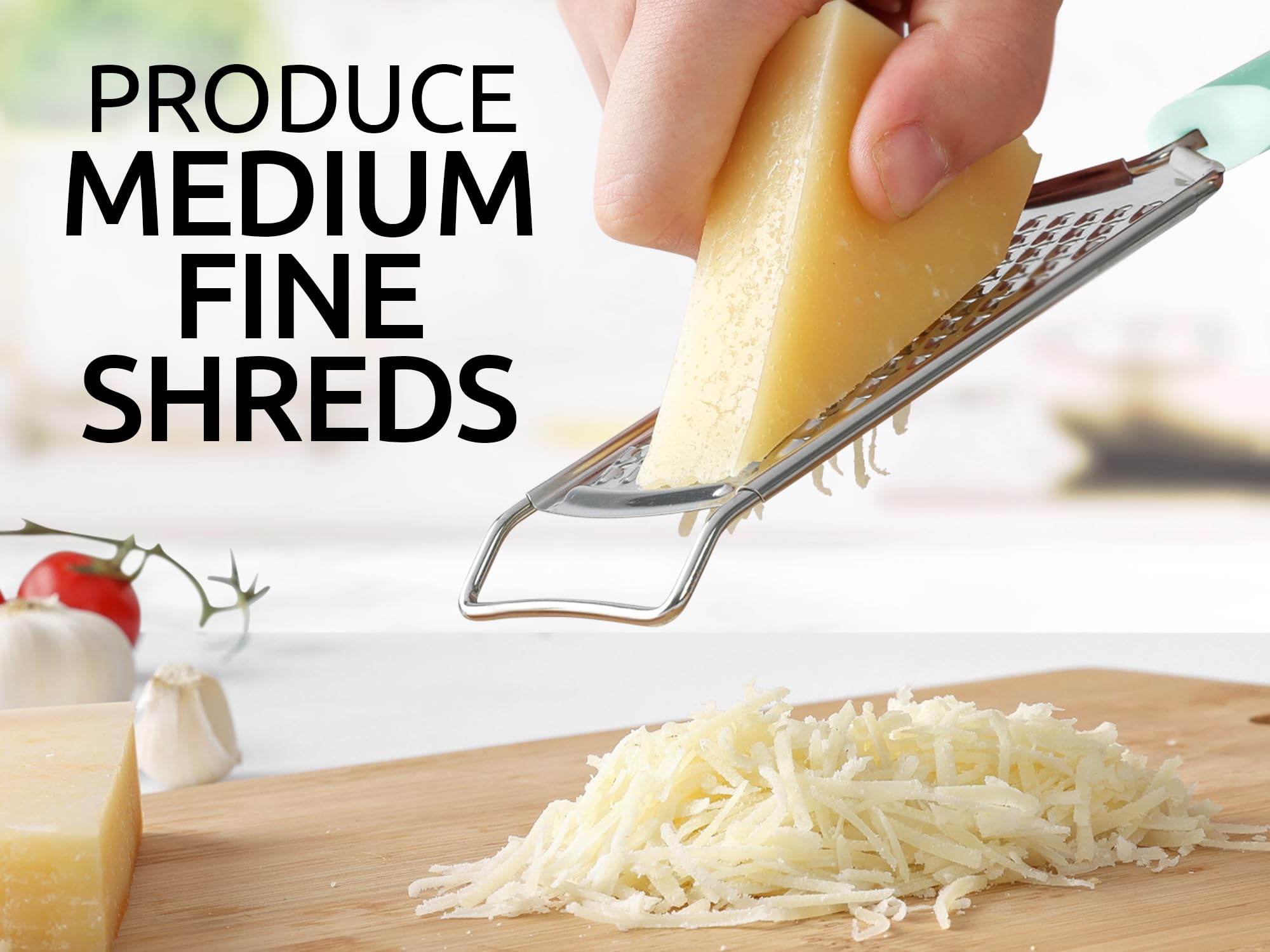 Zulay Kitchen dishwasher-safe grater for easy cleaning after use.
