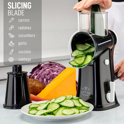 Zulay Kitchen dishwasher-safe blades and hopper allow easy cleanup after use.
