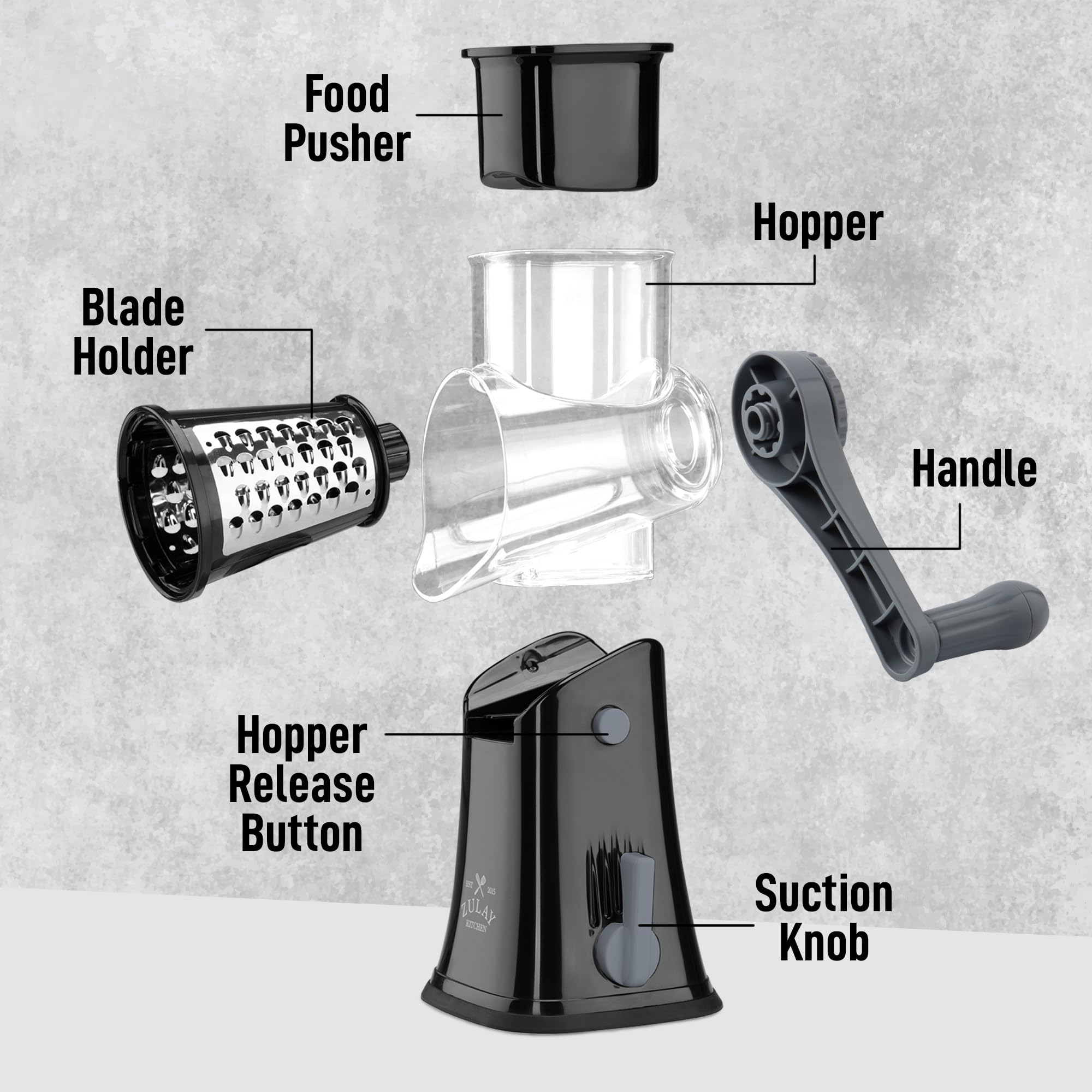 Zulay Kitchen dishwasher safe hopper and blades simplify cleanup