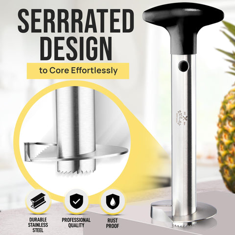 Zulay Kitchen compact, dishwasher-safe pineapple corer for easy maintenance.