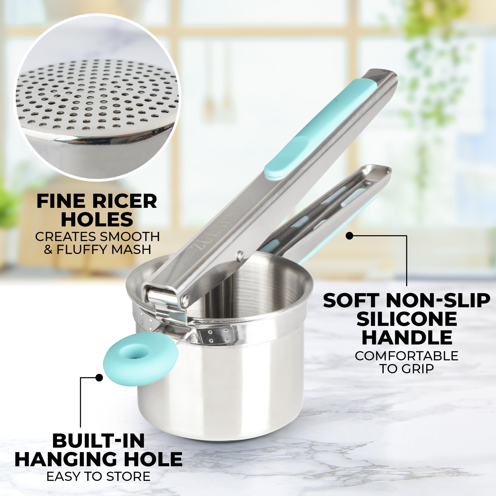 Zulay Kitchen dishwasher-safe ricer cleans up quickly after use.