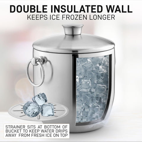 Zulay Kitchen double-wall insulated ice bucket keeps ice colder longer for outdoor gatherings