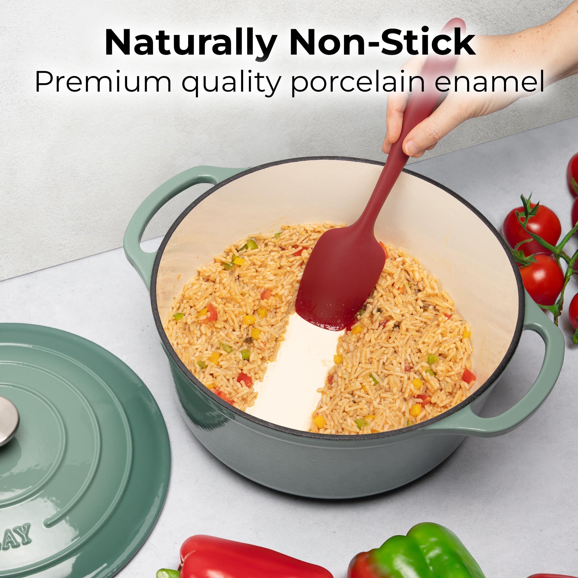 Zulay Kitchen interior enamel close-up highlights smooth surface that resists sticking