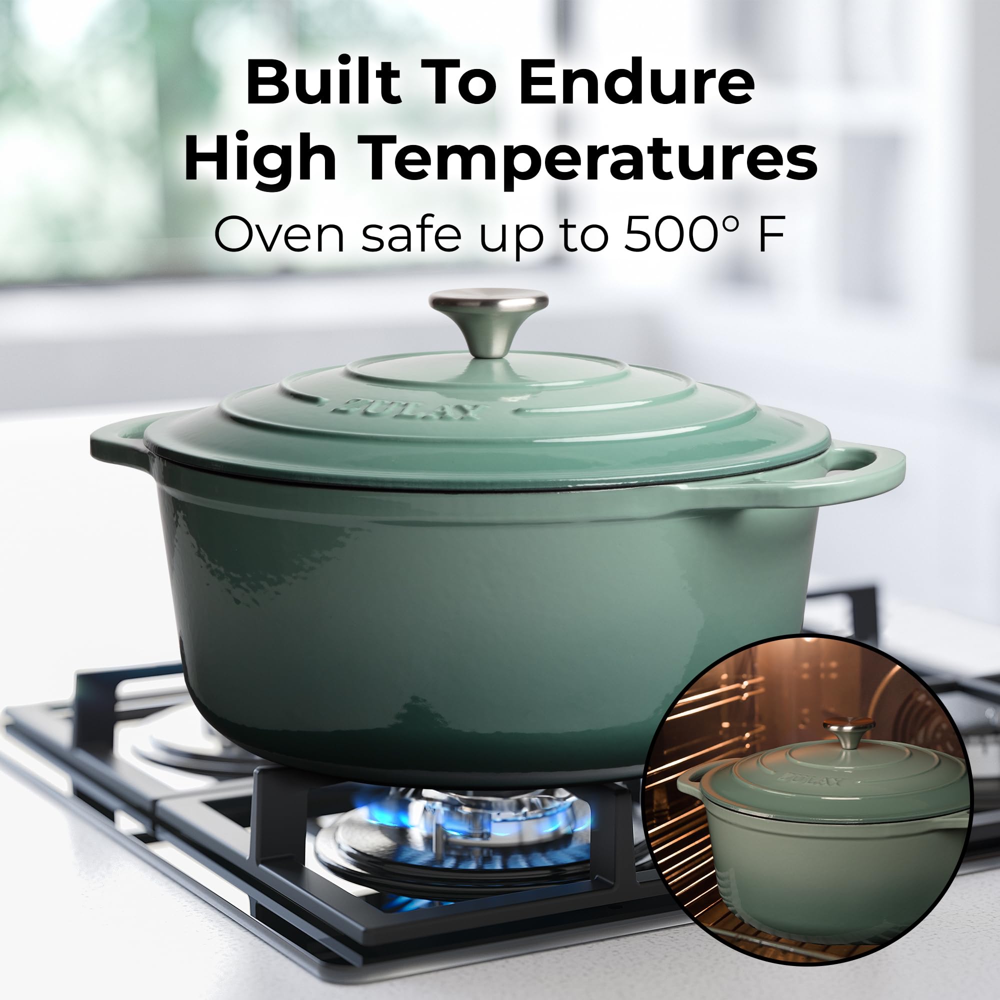 Zulay Kitchen dutch oven lid tight-seal close-up highlighting moisture retention