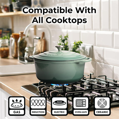 Zulay Kitchen enameled Dutch oven handles demonstrate ergonomic design for easy lifting