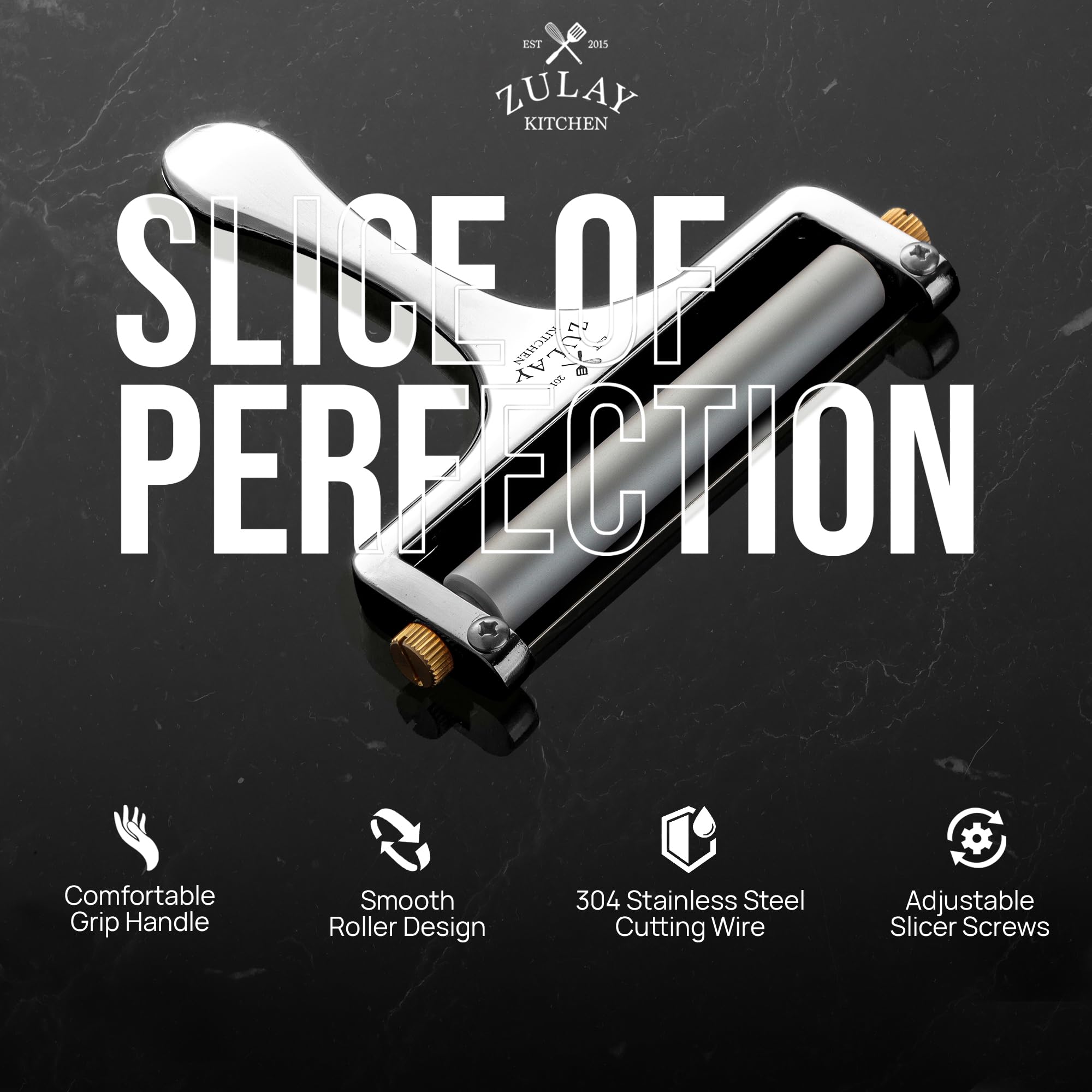 Zulay Kitchen ergonomic handle provides comfortable, controlled grip during use.