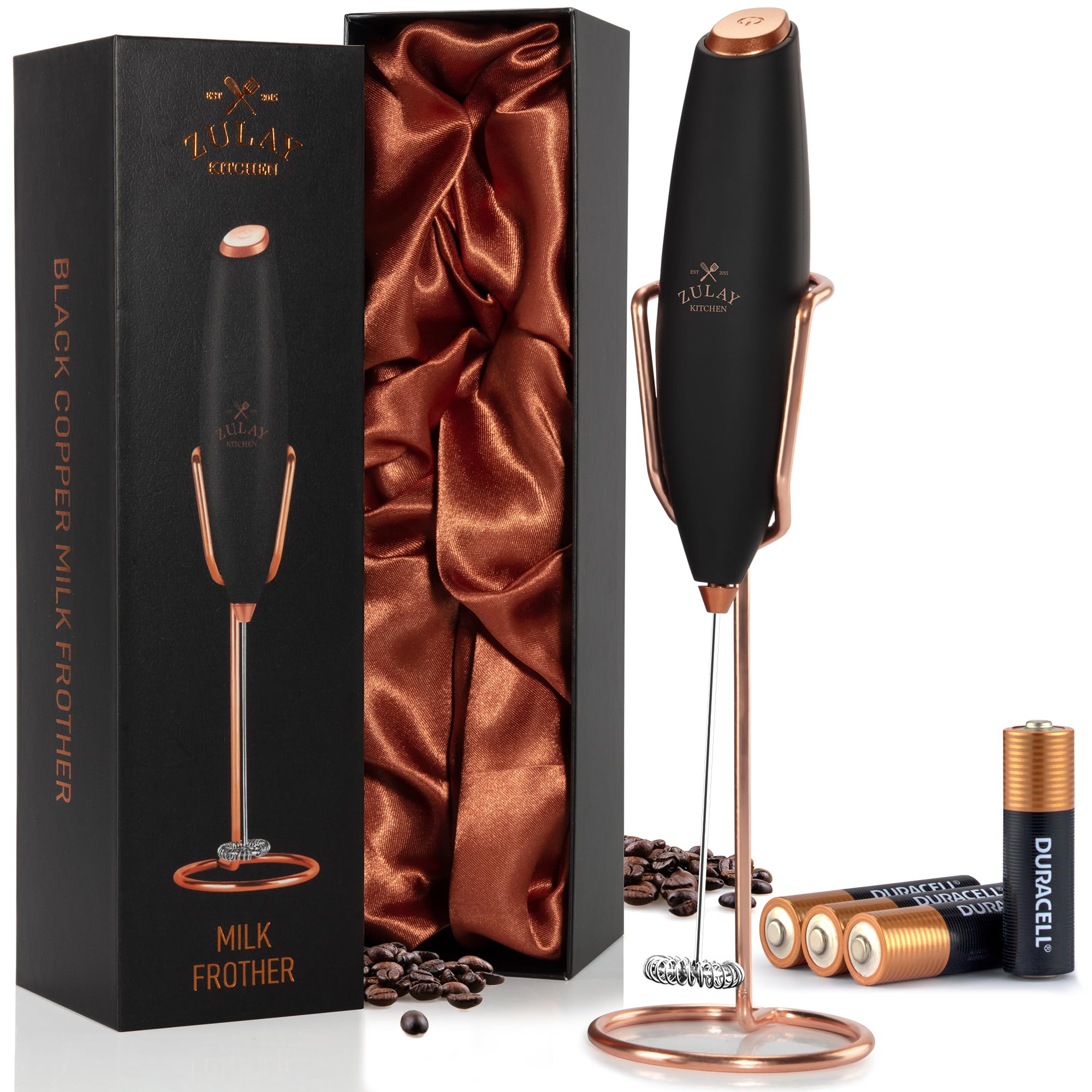 Zulay Kitchen Executive Series milk frother with deluxe finish delivers cafe-quality foam at home.