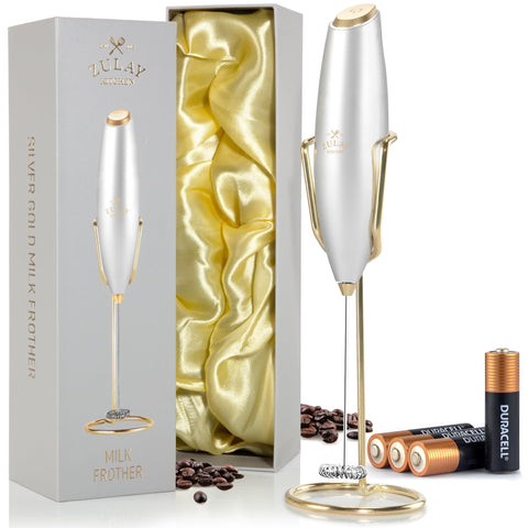 Zulay Kitchen Executive Series milk frother in deluxe gift box, perfect for gifting occasions.