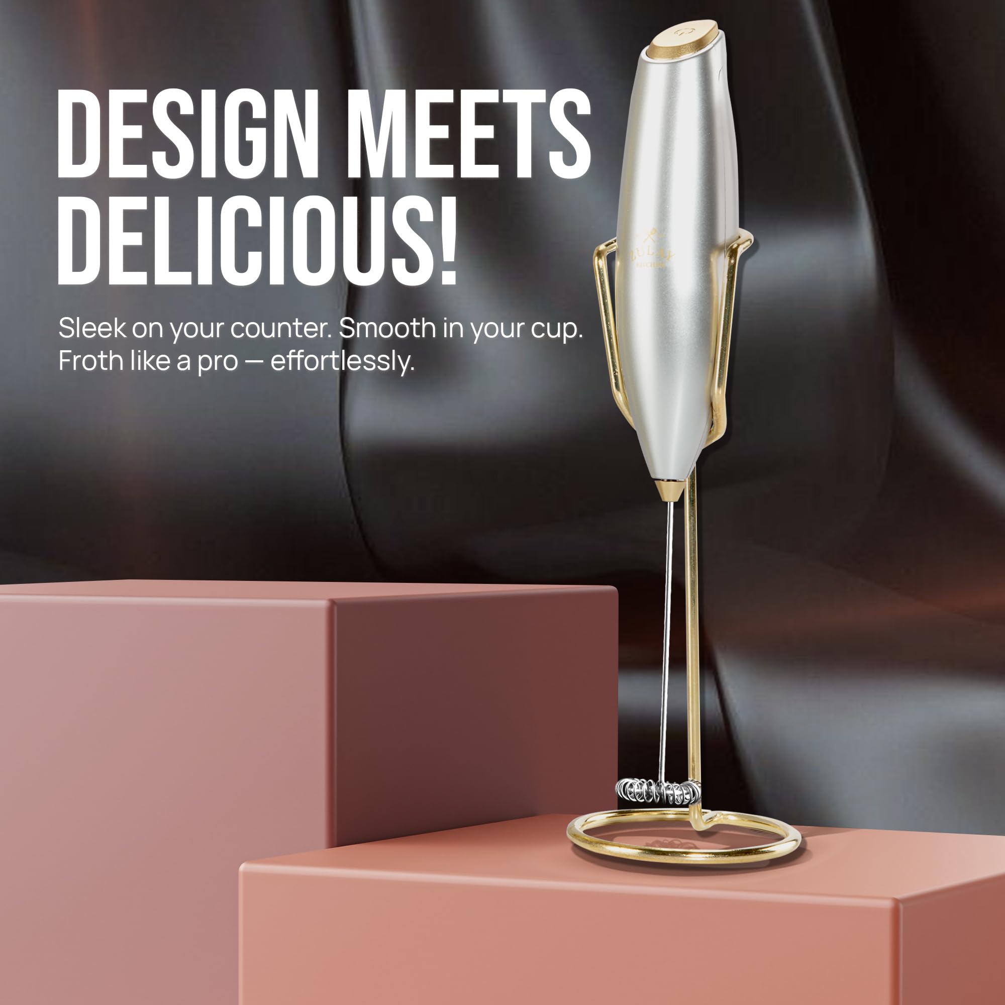 Zulay Kitchen Executive Series frother with precision whisk for rich foam at home.