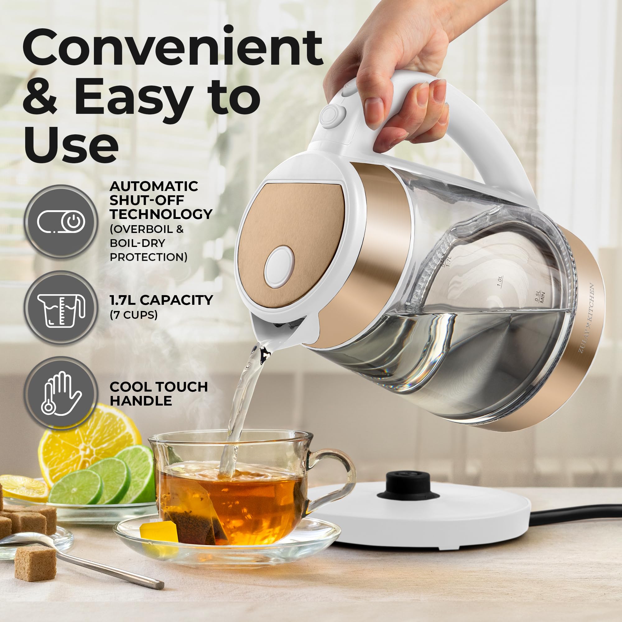 Zulay Kitchen fast boiling kettle auto shut-off for safe, unattended boils