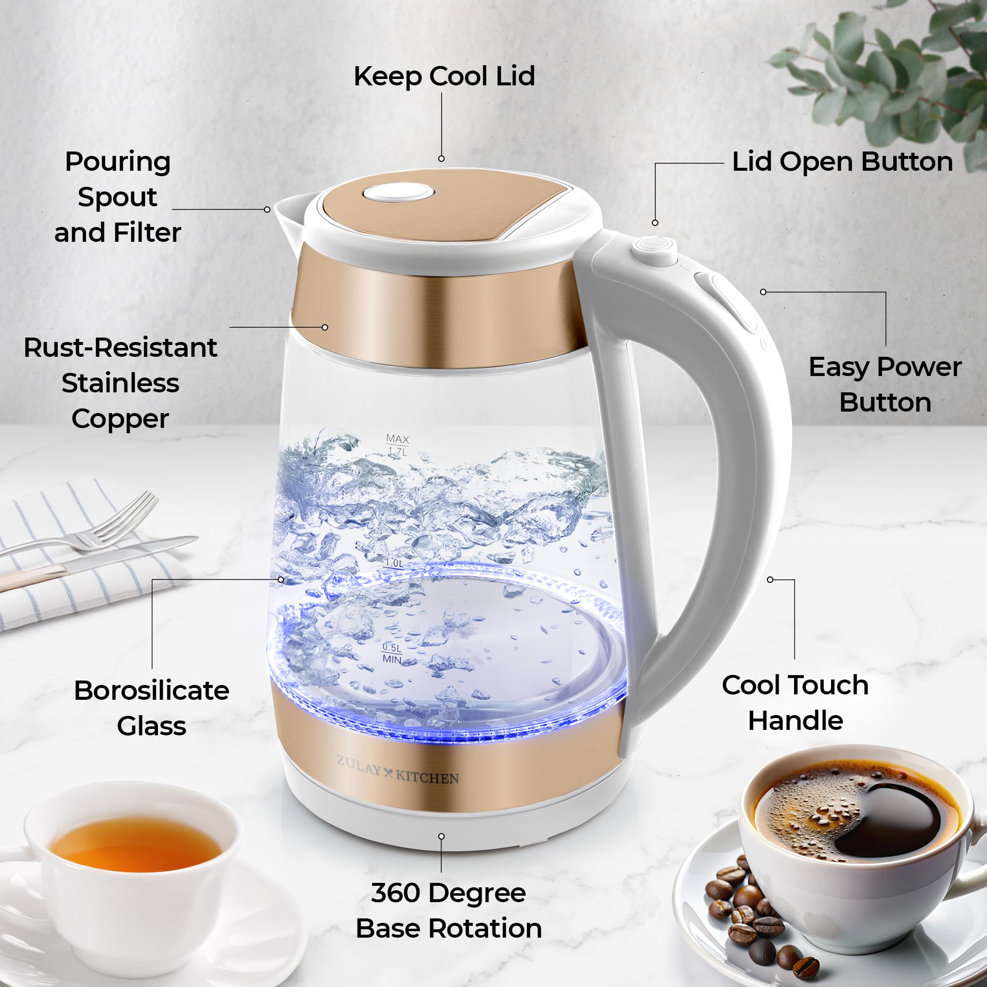 Zulay Kitchen stainless steel lid on a durable kettle for long-lasting use
