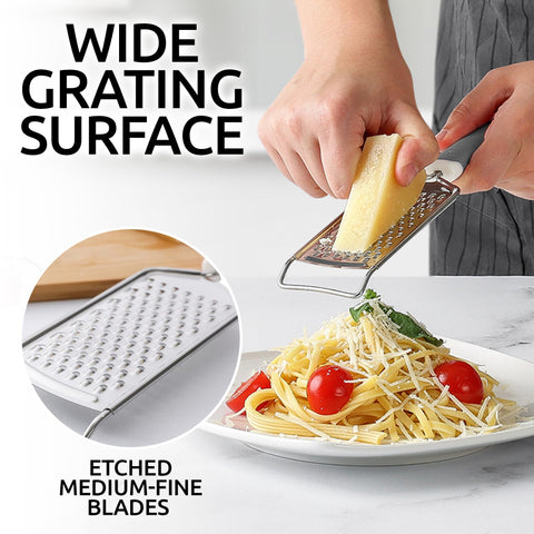 Zulay Kitchen flat handheld grater for quick, compact cheese and spice grating