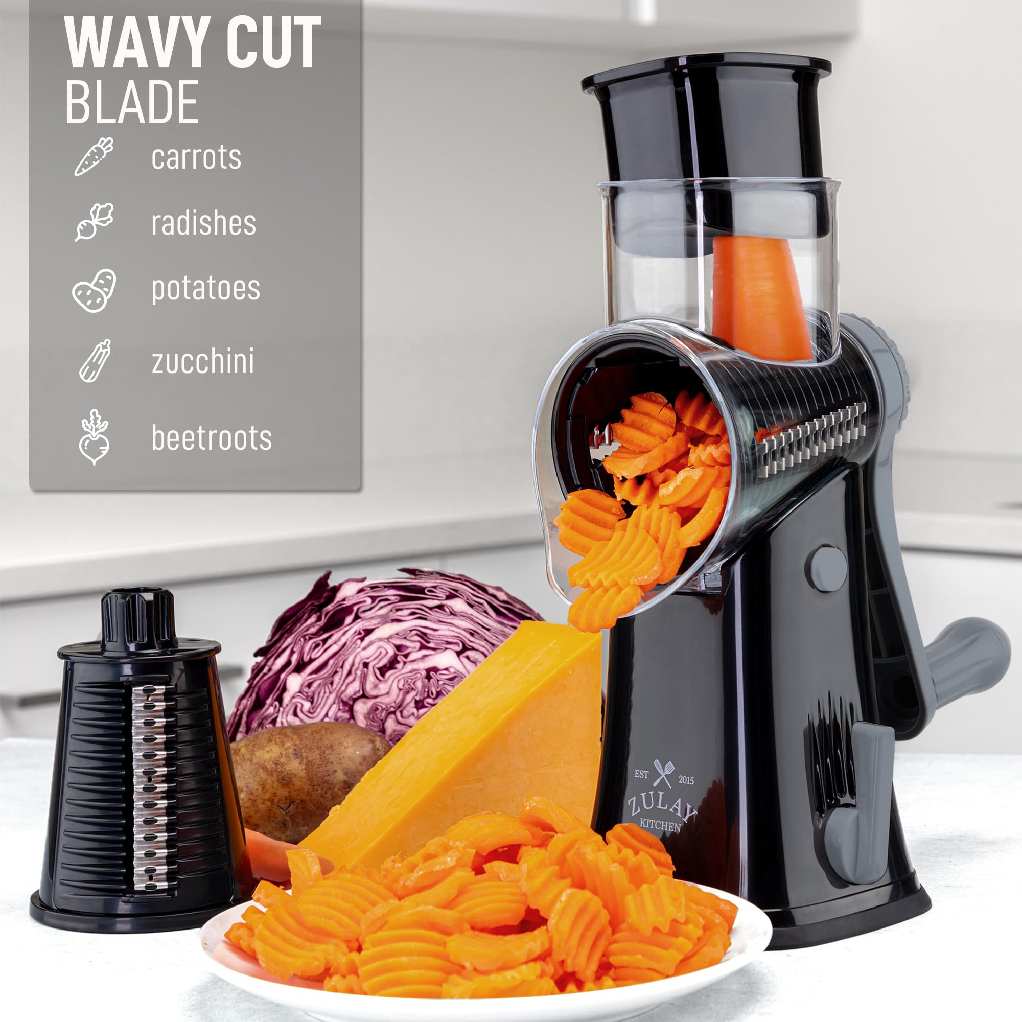 Zulay Kitchen included food pusher protects hands during loading