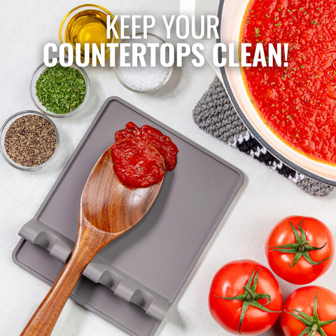 Four-slot design keeps spoons, spatulas, and brushes organized during busy cooking.
