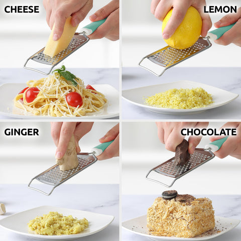 Zulay Kitchen versatile grater for garlic, ginger, nutmeg, and chocolate shavings.