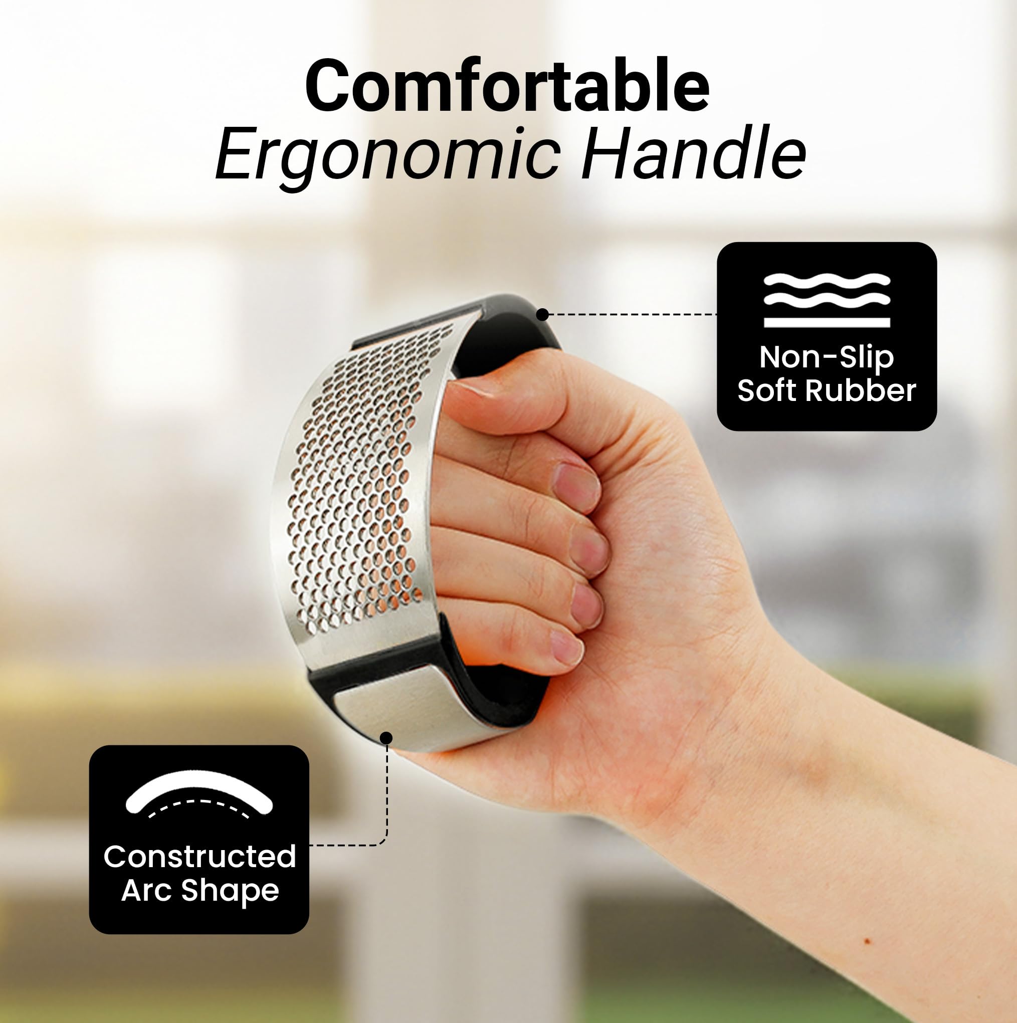 Zulay Kitchen garlic press rocker with scraper helps clean garlic quickly after cooking