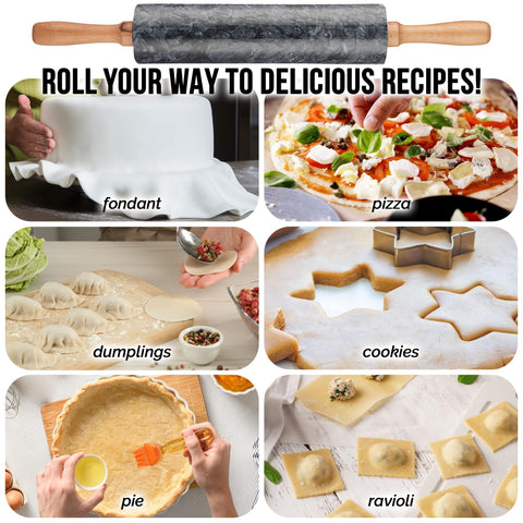 Zulay Kitchen marble rolling pin with lifetime warranty—gift-ready.