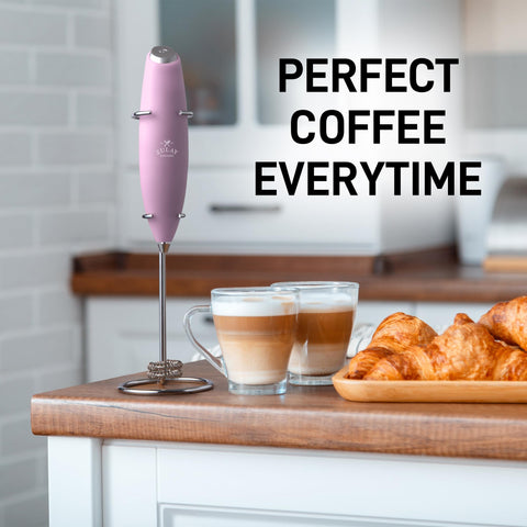 Sturdy stand keeps the Zulay frother organized on the counter