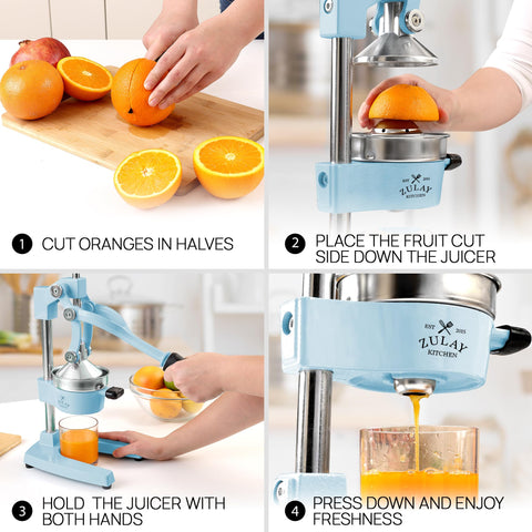 Zulay Kitchen heavy-duty base and rubber pad keep the press steady